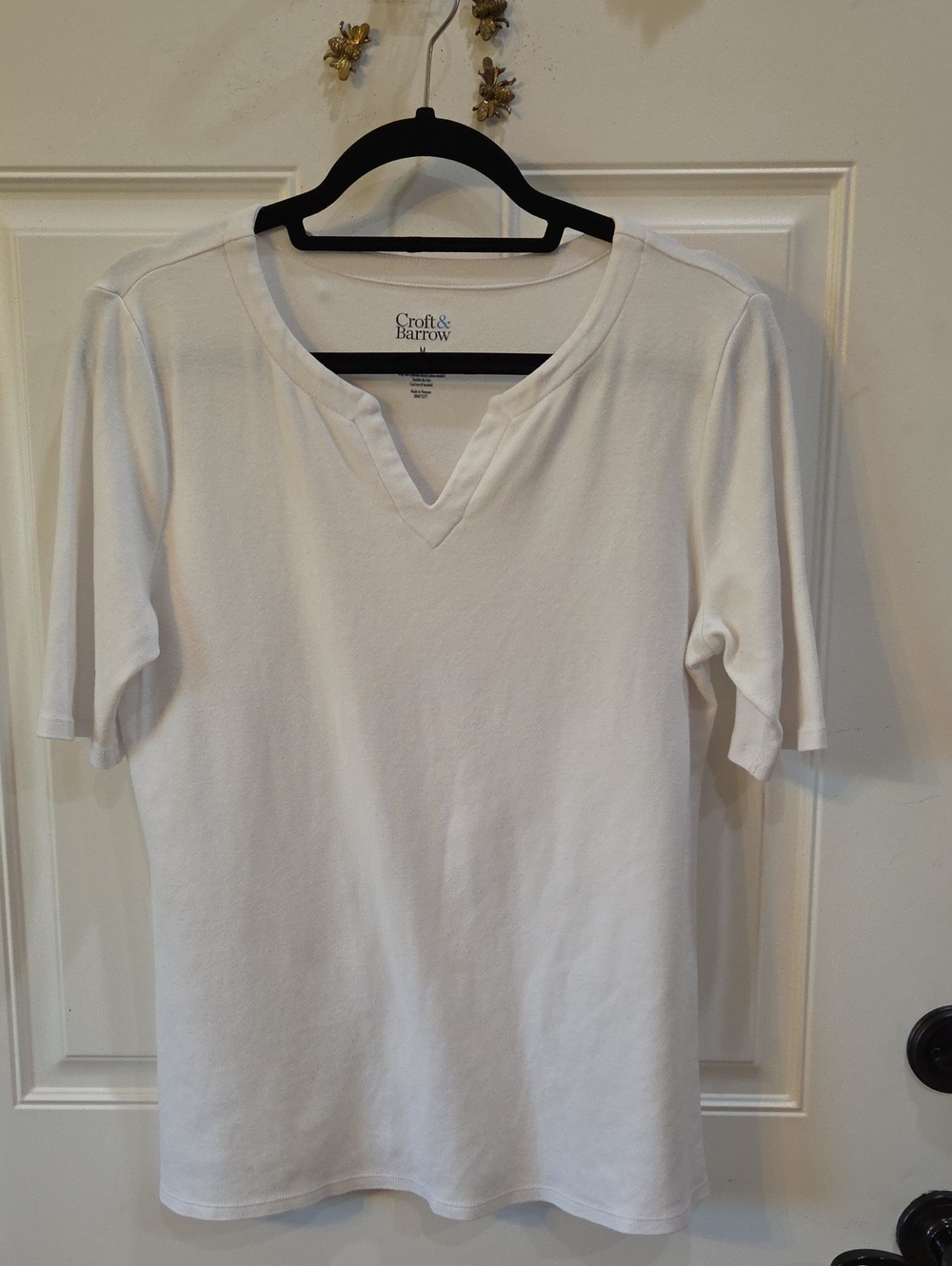 croft & barrow White  Notch-Neck Tee